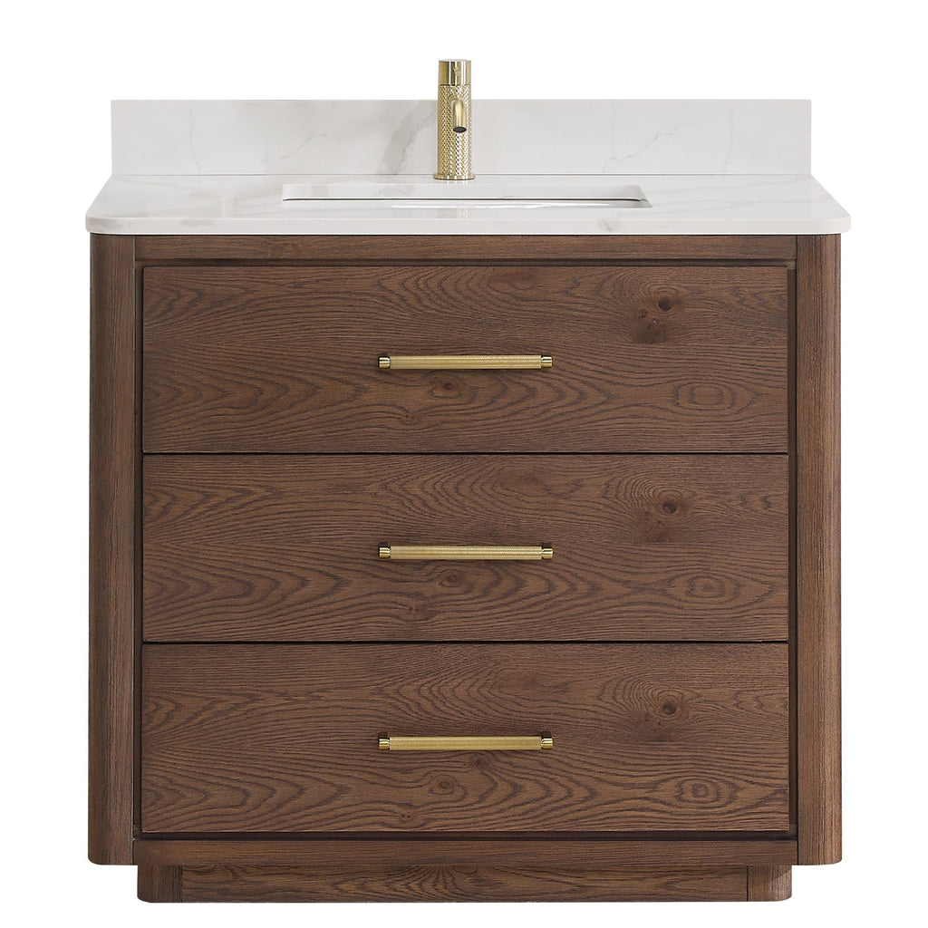 Porto Bath Vanity with White Quartz Stone Top without Mirror