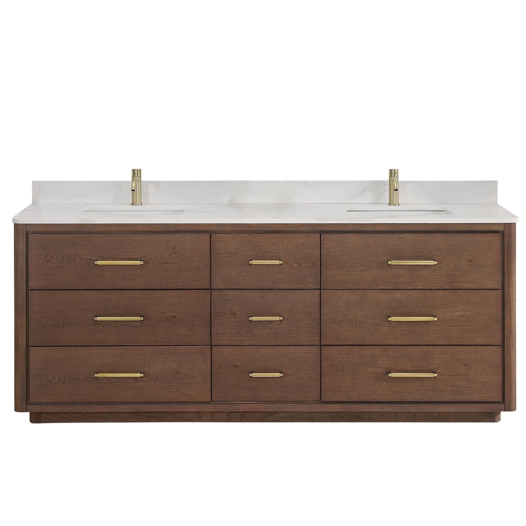 Porto Bath Vanity with White Quartz Stone Top without Mirror