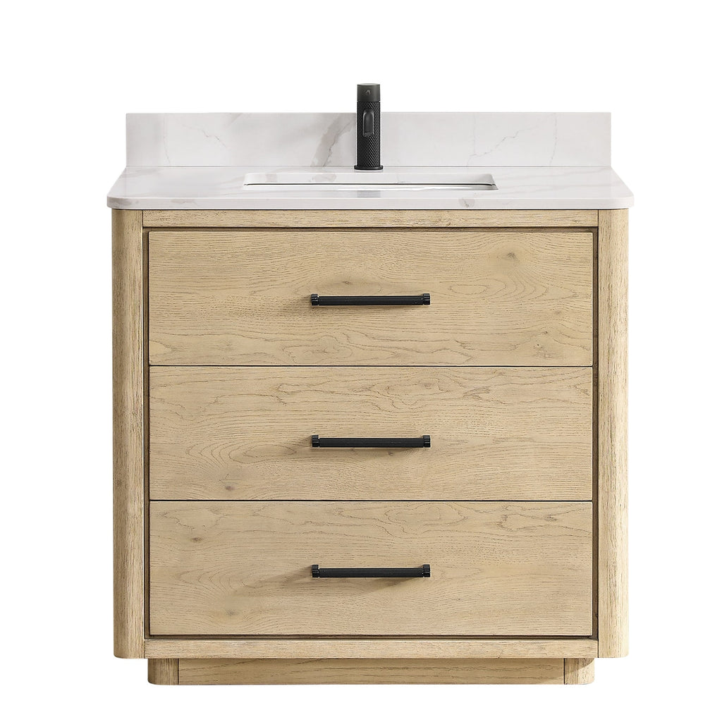 Porto Bath Vanity with White Quartz Stone Top without Mirror