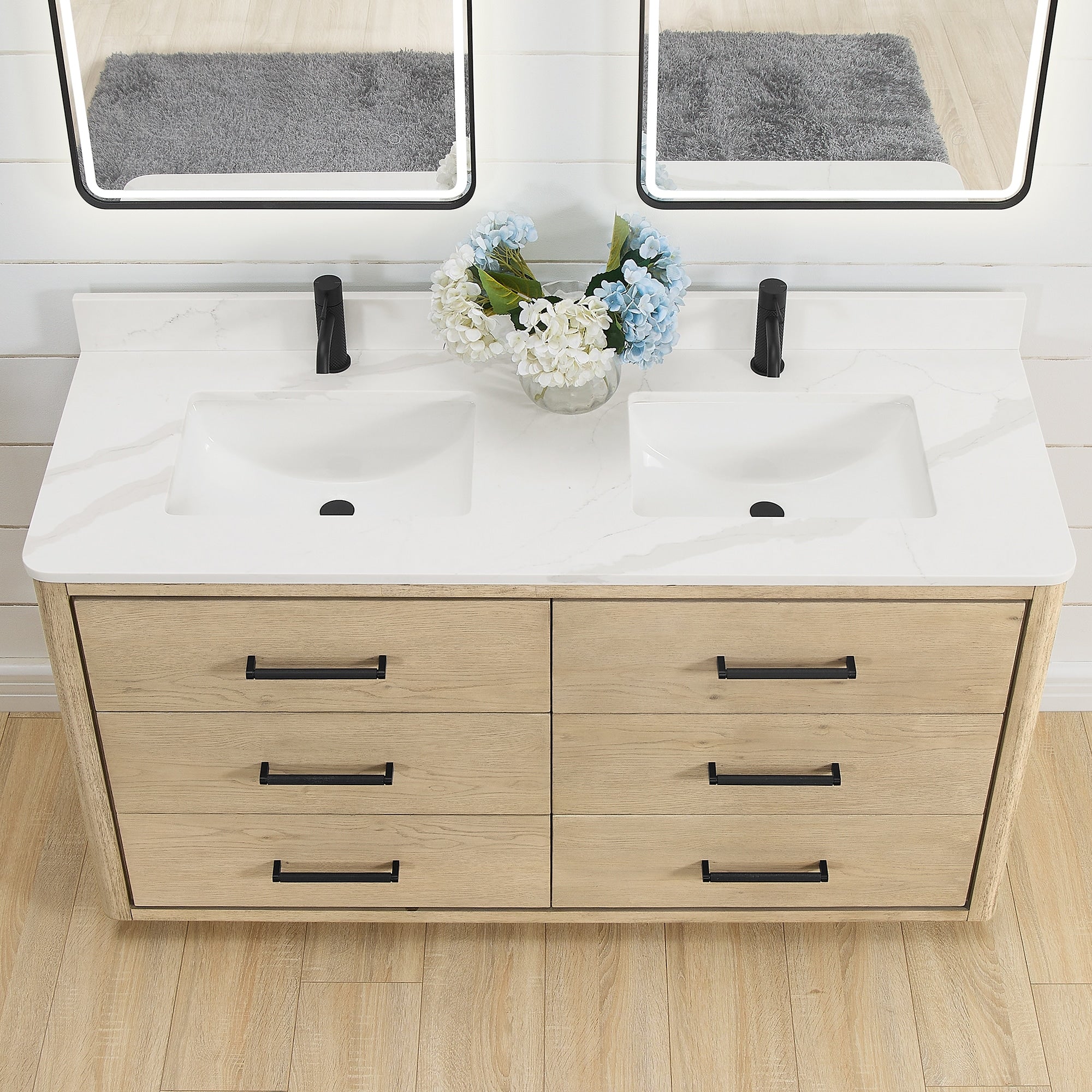 Porto Bath Vanity with White Quartz Stone Top without Mirror
