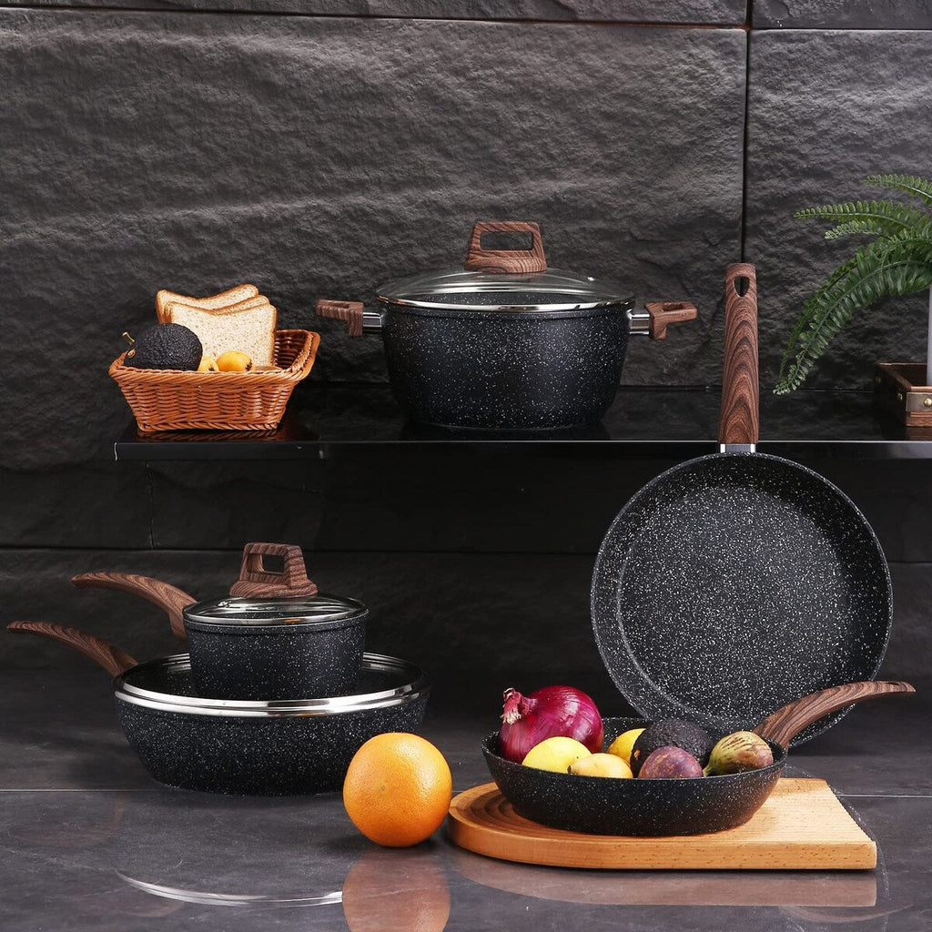 Pots and Pans Set Non stick, Ceramic Cookware Set Nonstick Kitchen Cooking Set w/Frying Pan Saucepan Saute Pan Casserole