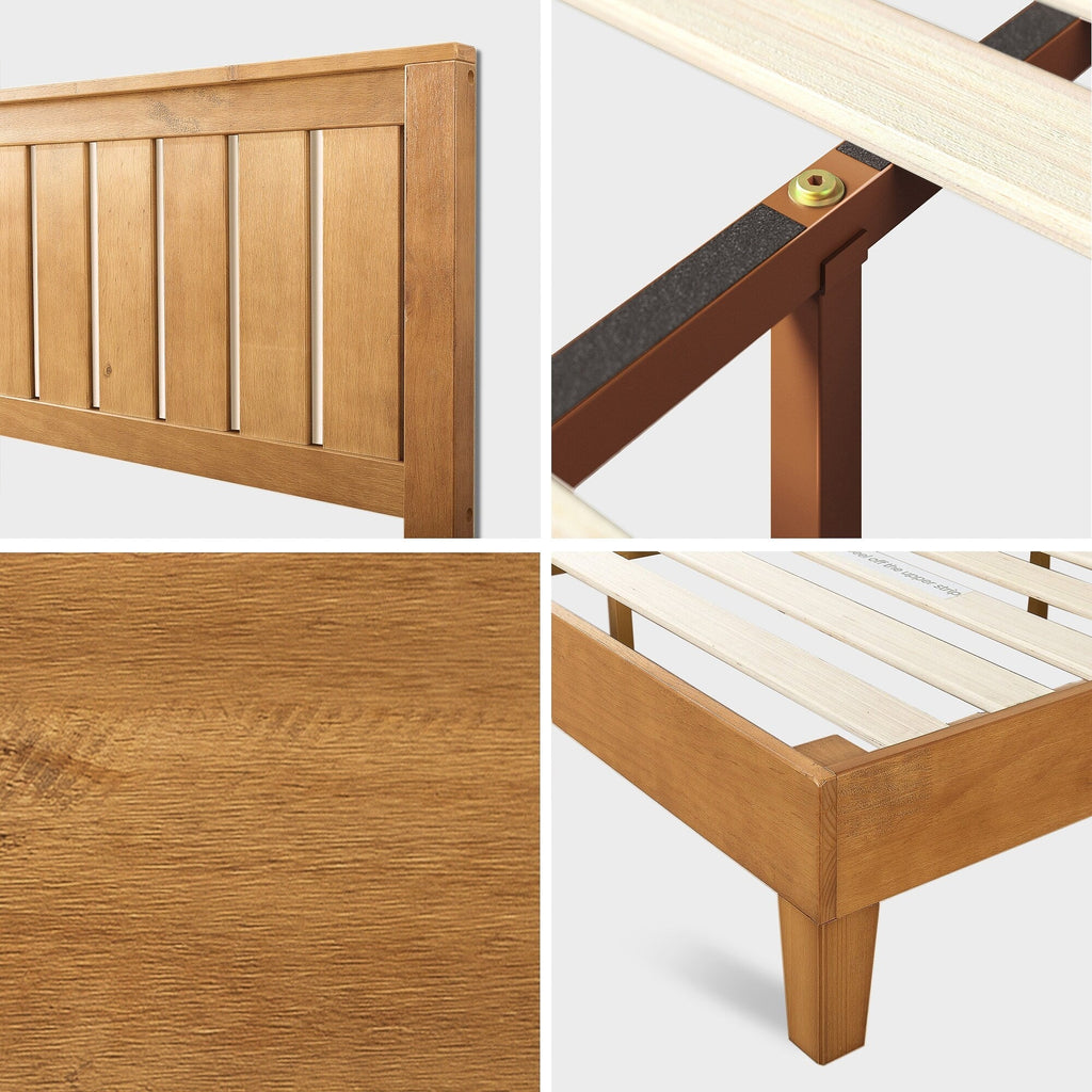 Priage by ZINUS Rustic Pine Deluxe Wood Platform Bed Frame