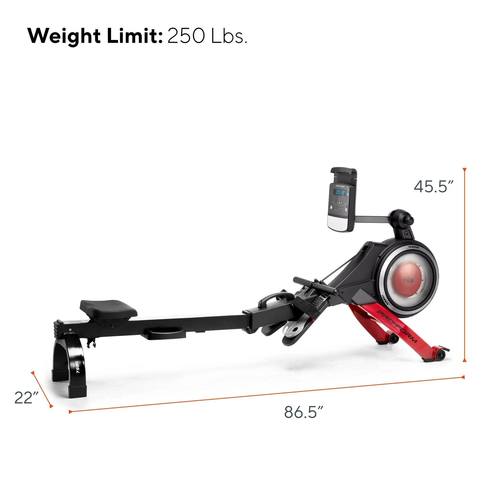 ProForm 750R; Rower with 5 Display, Built-In Tablet Holder and SpaceSaver Design