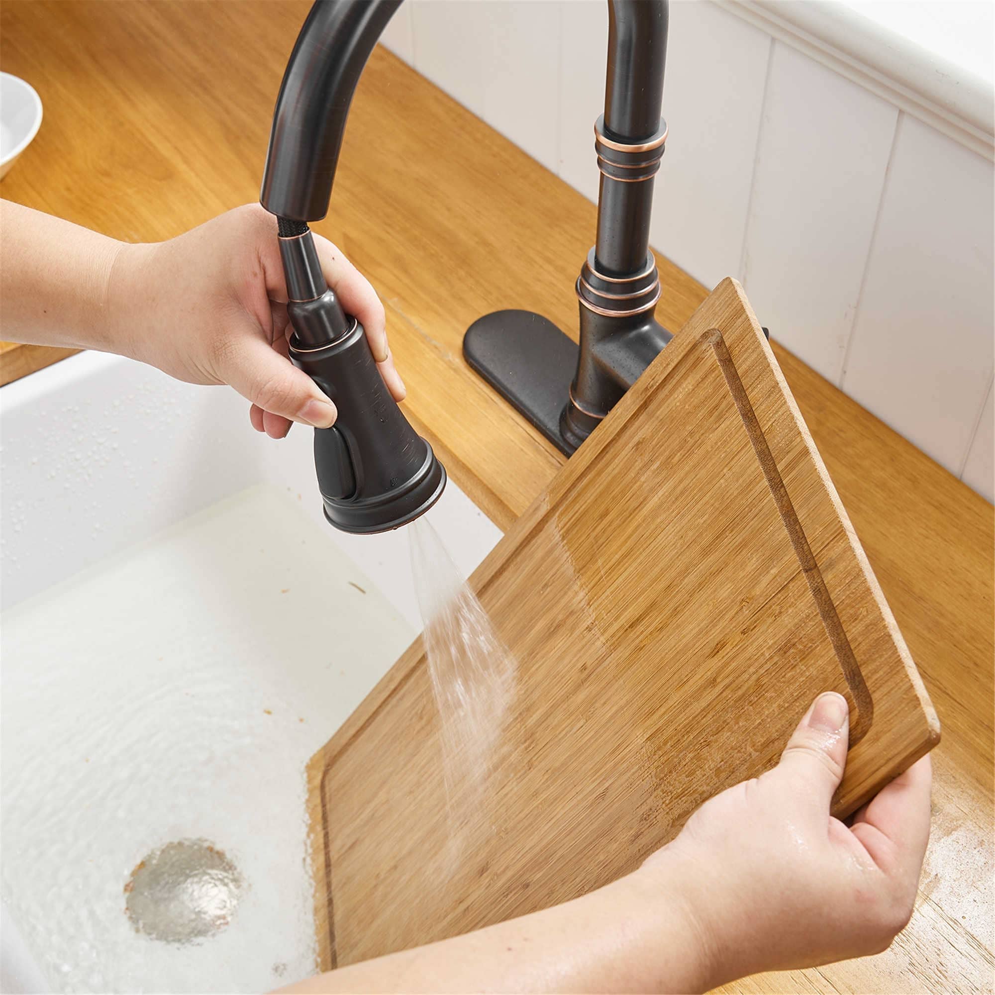 Pull Down Kitchen Faucet Single Handle Modern One Hole Kitchen Sink Faucets With Pull Down Sprayer Basin Tap With Deck Plate