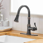 Pull Down Kitchen Faucet Single Handle Modern One Hole Kitchen Sink Faucets With Pull Down Sprayer Basin Tap With Deck Plate