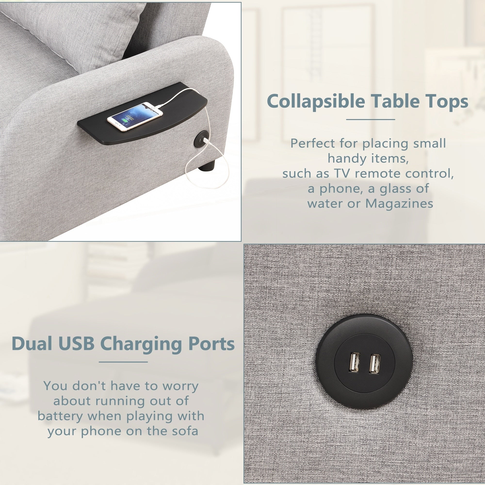Pull Out Sofa Sleeper 3 in 1 with 2 Wing Table