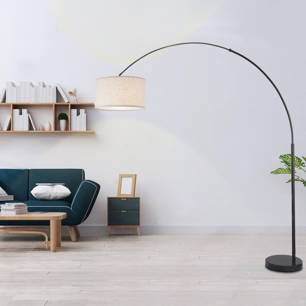 Q-Max 81 Steel Adjustable Arching Floor Lamp With Extra Large Shade and Marble Base
