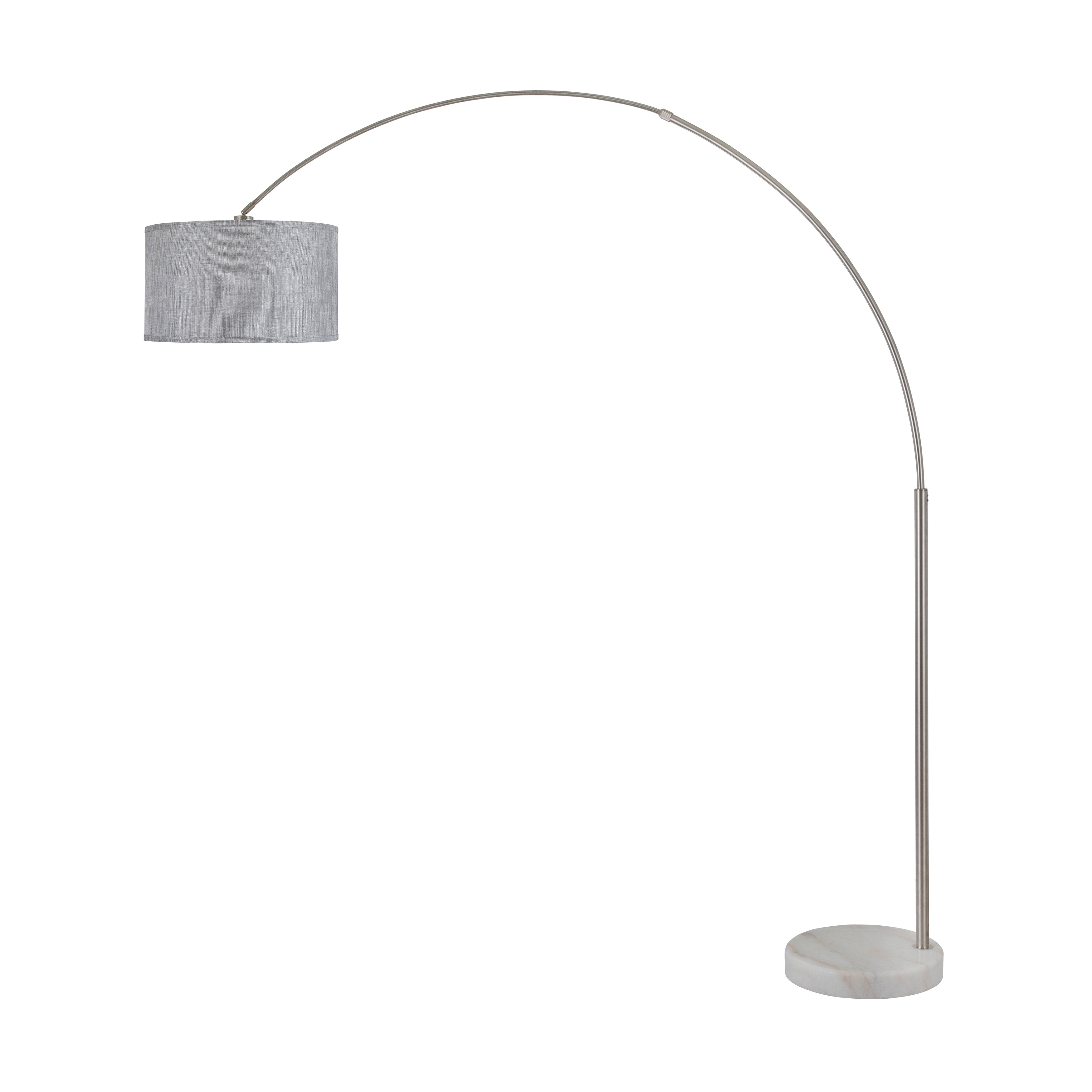 Q-Max 81 Steel Adjustable Arching Floor Lamp With Extra Large Shade and Marble Base