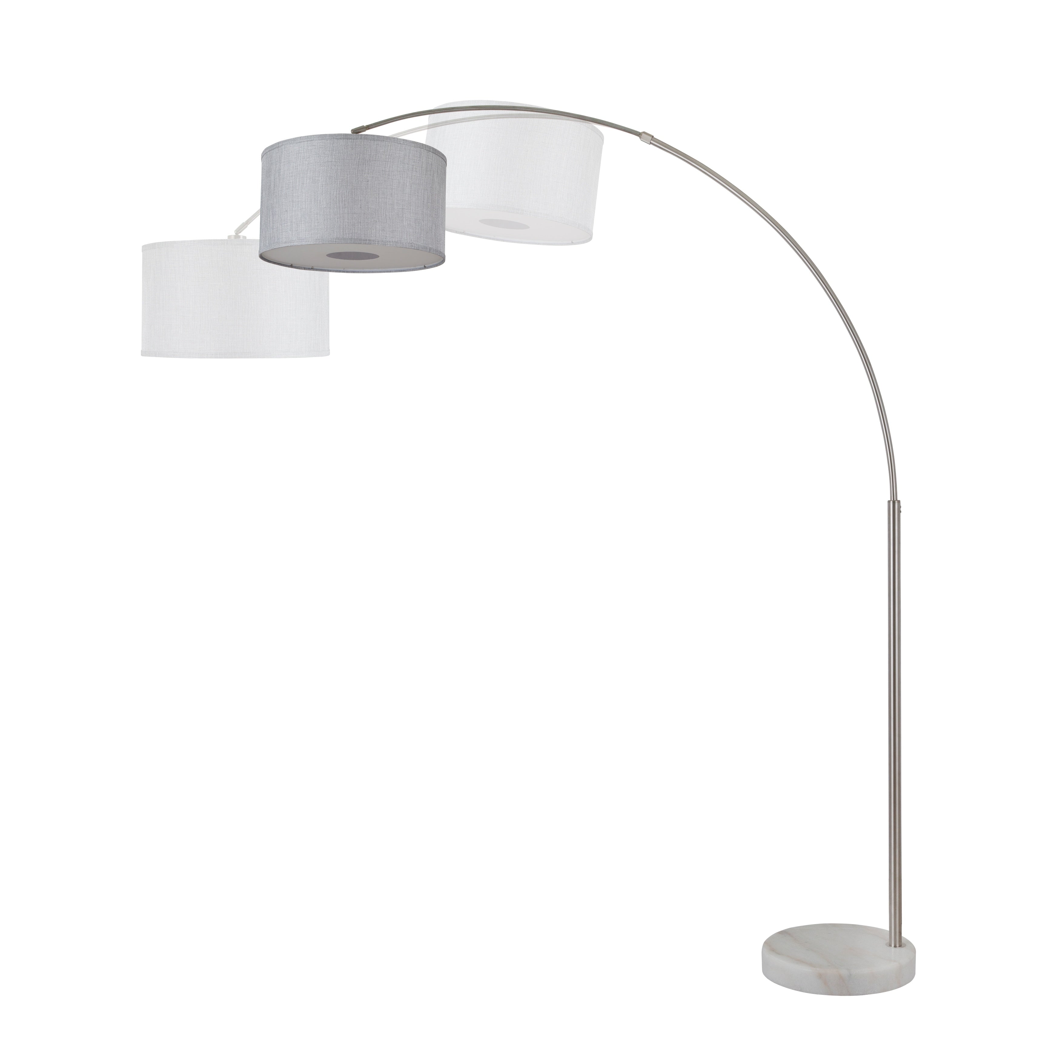 Q-Max 81 Steel Adjustable Arching Floor Lamp With Extra Large Shade and Marble Base