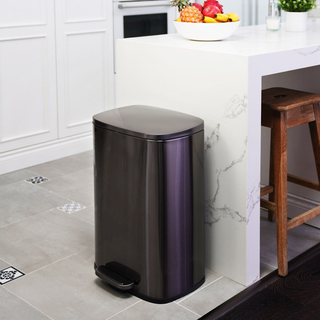 Qualiazero 13.2 GAL plus TWO 1.3 GAL Rectangular Step Can Trash Cans - Family Combo