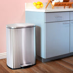 Qualiazero 13.2 GAL plus TWO 1.3 GAL Rectangular Step Can Trash Cans - Family Combo