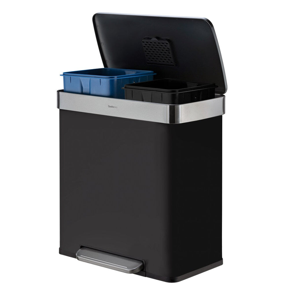 Qualiazero 16 Gal (8 Gal dual unit) Rectangular Recycle Step Can - Stainless Steel