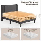 Queen/ Full Vertical Channels Upholstered Bed with Wingback Headboard