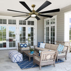 Remote Ceiling fan with Lights Large 8 Wooden Blades