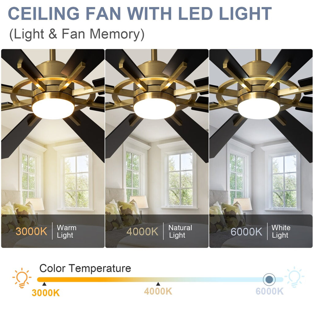 Remote Ceiling fan with Lights Large 8 Wooden Blades