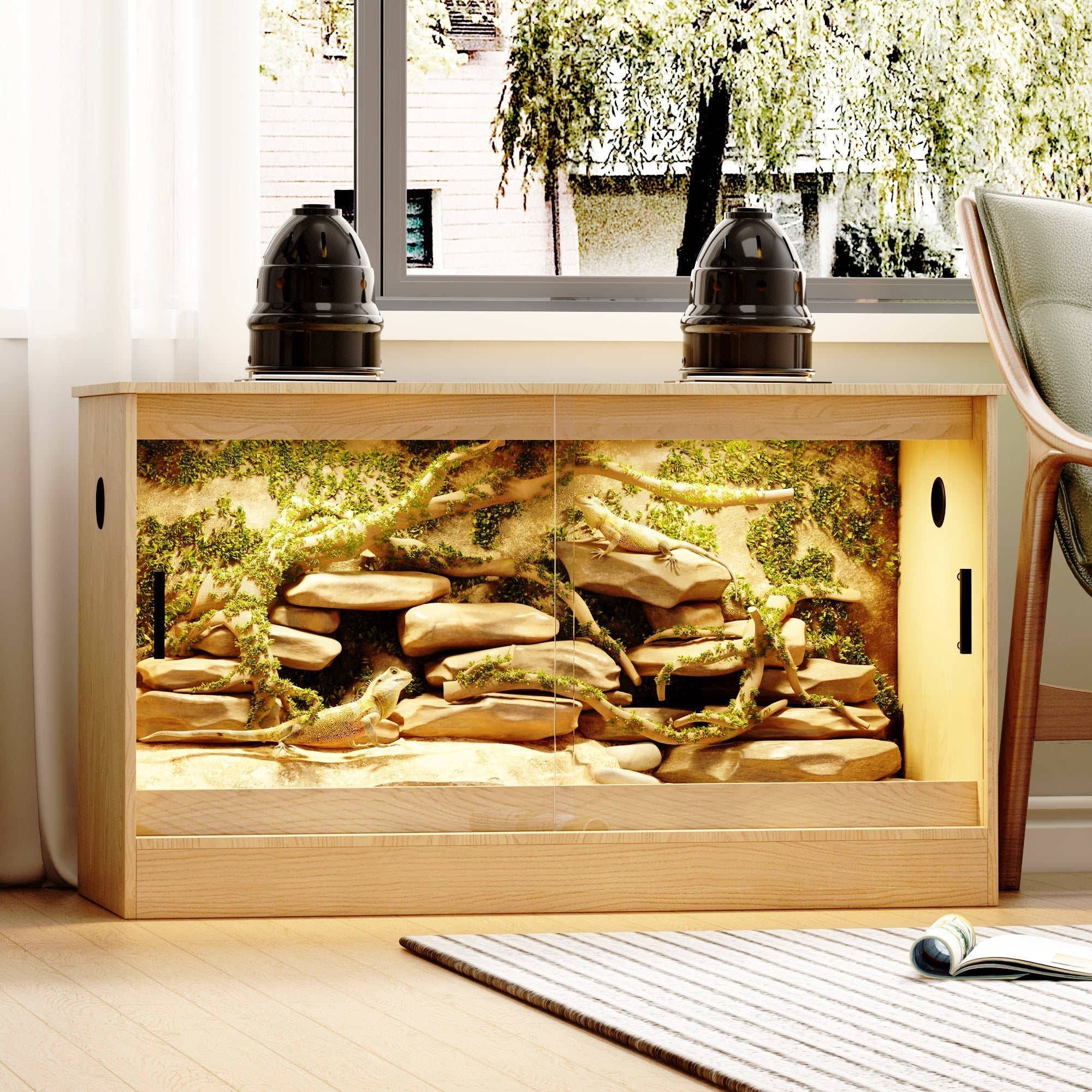 Reptile Habitat -Spacious Terrarium for Lizards, Snakes & More - 47.2