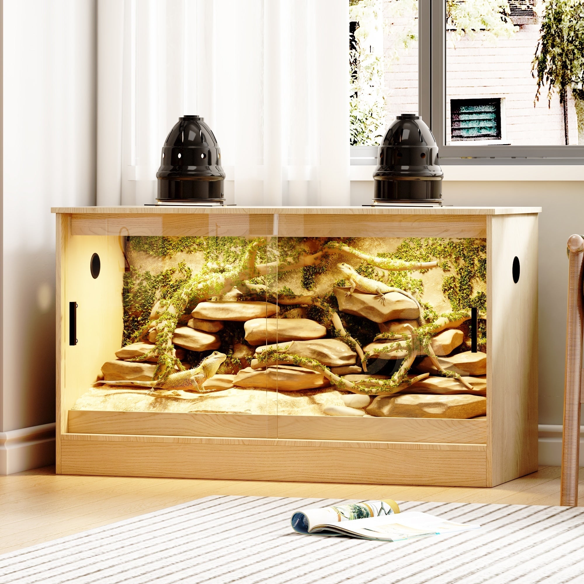 Reptile Habitat -Spacious Terrarium for Lizards, Snakes & More - 47.2