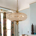 Retro French 4/5-Light Antique Brass Globe Crystal Chandelier Kitchen Island Pendant