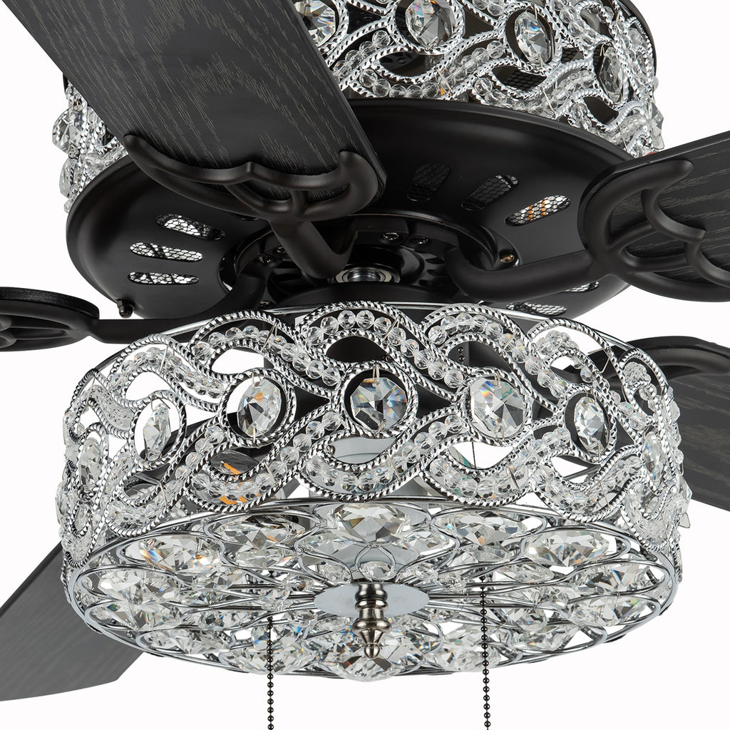 River of Goods Olivia Oil Rubbed Bronze Finish/ Crystal 52-inch LED Ceiling Fan - 52L x 52W x 18.25H - 52L x 52W x 18.25H