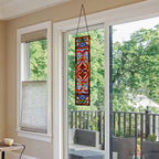 River of Goods Victorian Stained Glass Fleur De Lis Window Panel - 9.5L x 0.25W x 36H