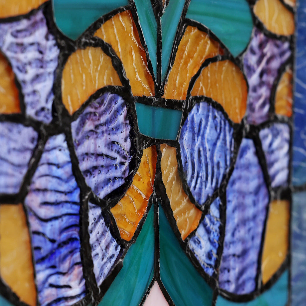 River of Goods Victorian Stained Glass Fleur De Lis Window Panel - 9.5L x 0.25W x 36H