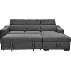 Roomfitters 103 Convertible Sectional Sofa with Storage Chaise, Adjustable Headrests, L-Shaped Sleeper Corner Sofa, Dark Gray