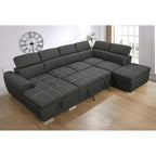 Roomfitters 128 U-Shaped Sectional Couch with Ottomans, Reversible Modular Sofa 7-Seater Couch with Storage Seat, Grey