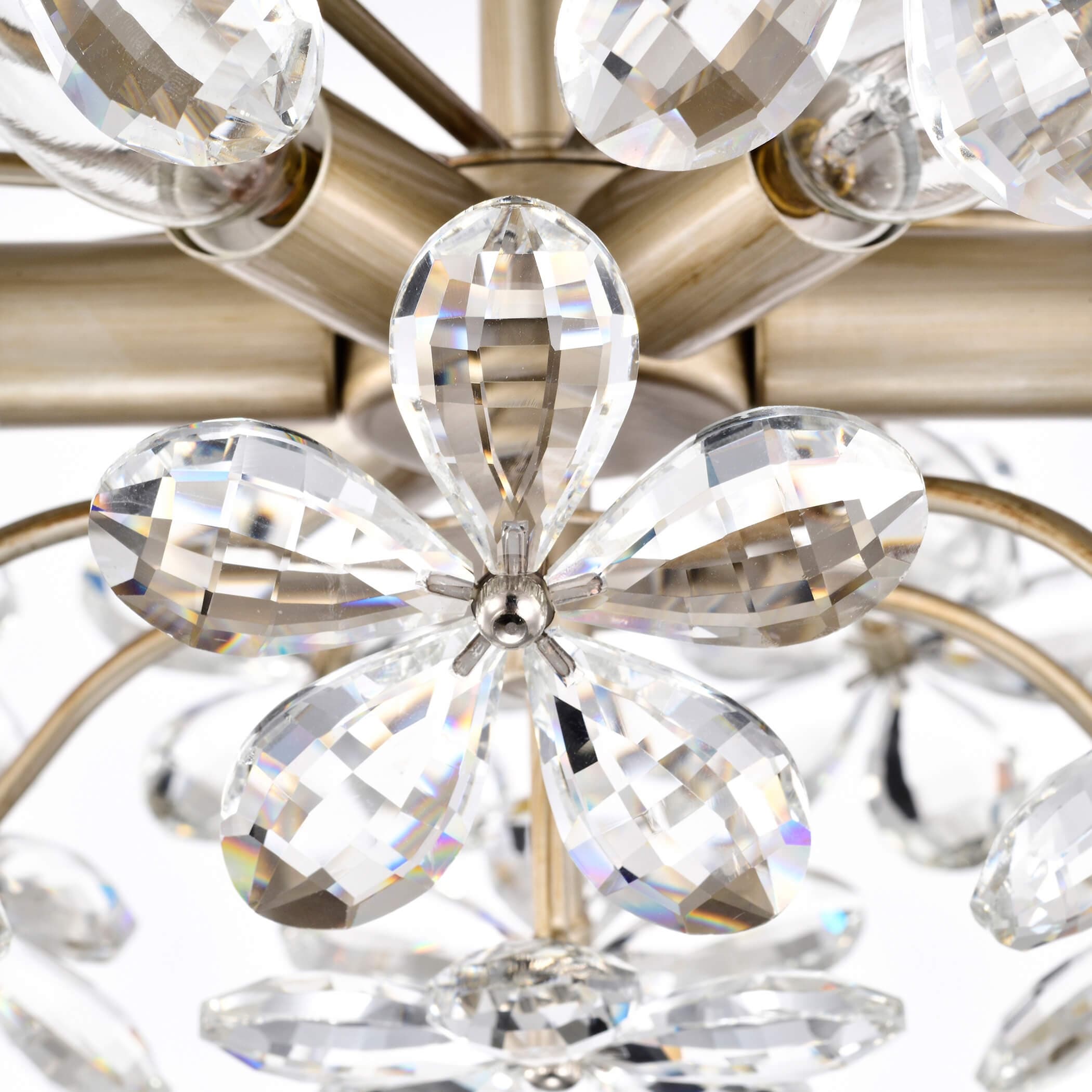 Rosa 6-Light Brushed Silver-ish Champagne Flower Crystal Flush Mount - 17.7 inches in diameter x 8.7 inches H