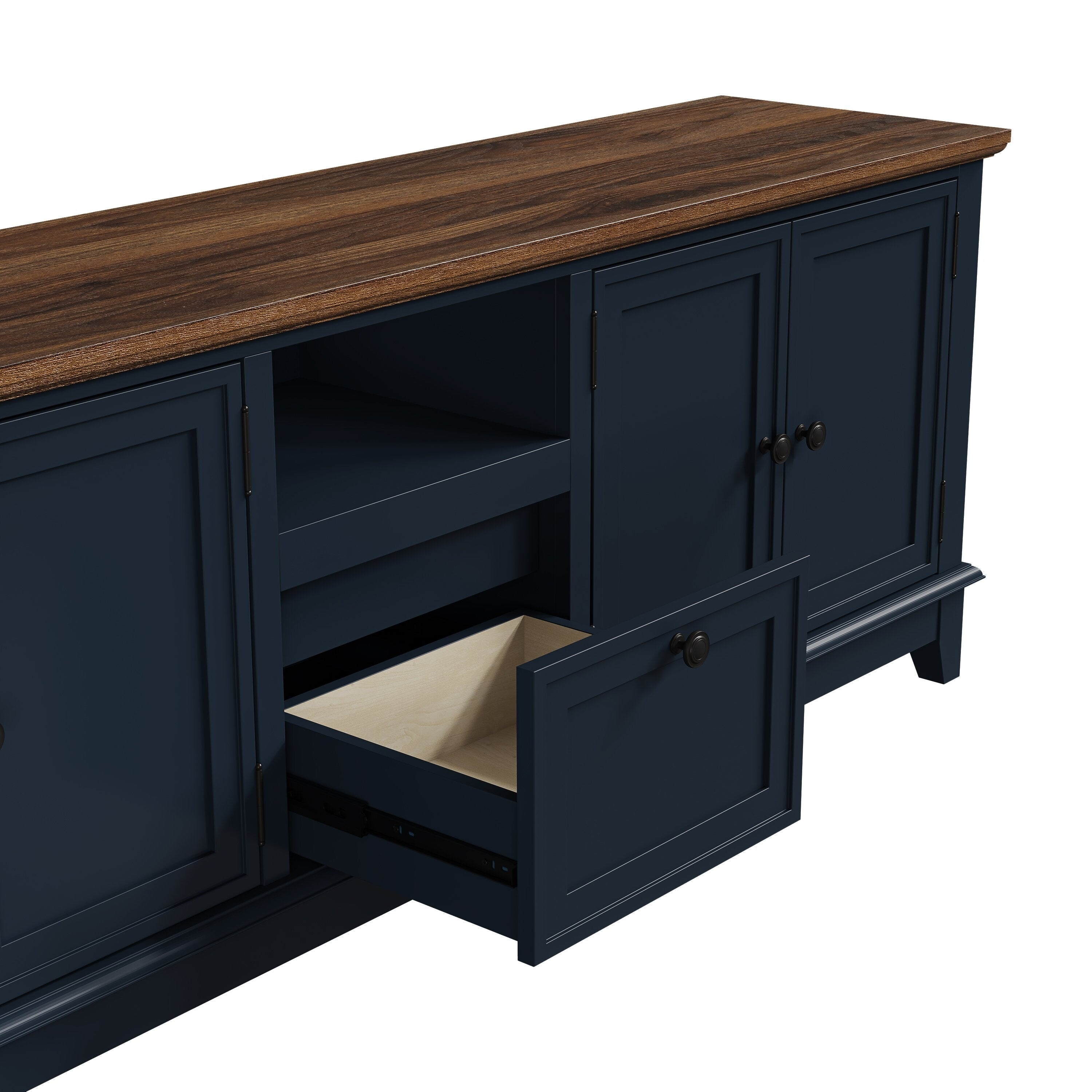 Rustic 72-Inch TV Stand with Adjustable Shelves, Hidden Storage - 72 in Width