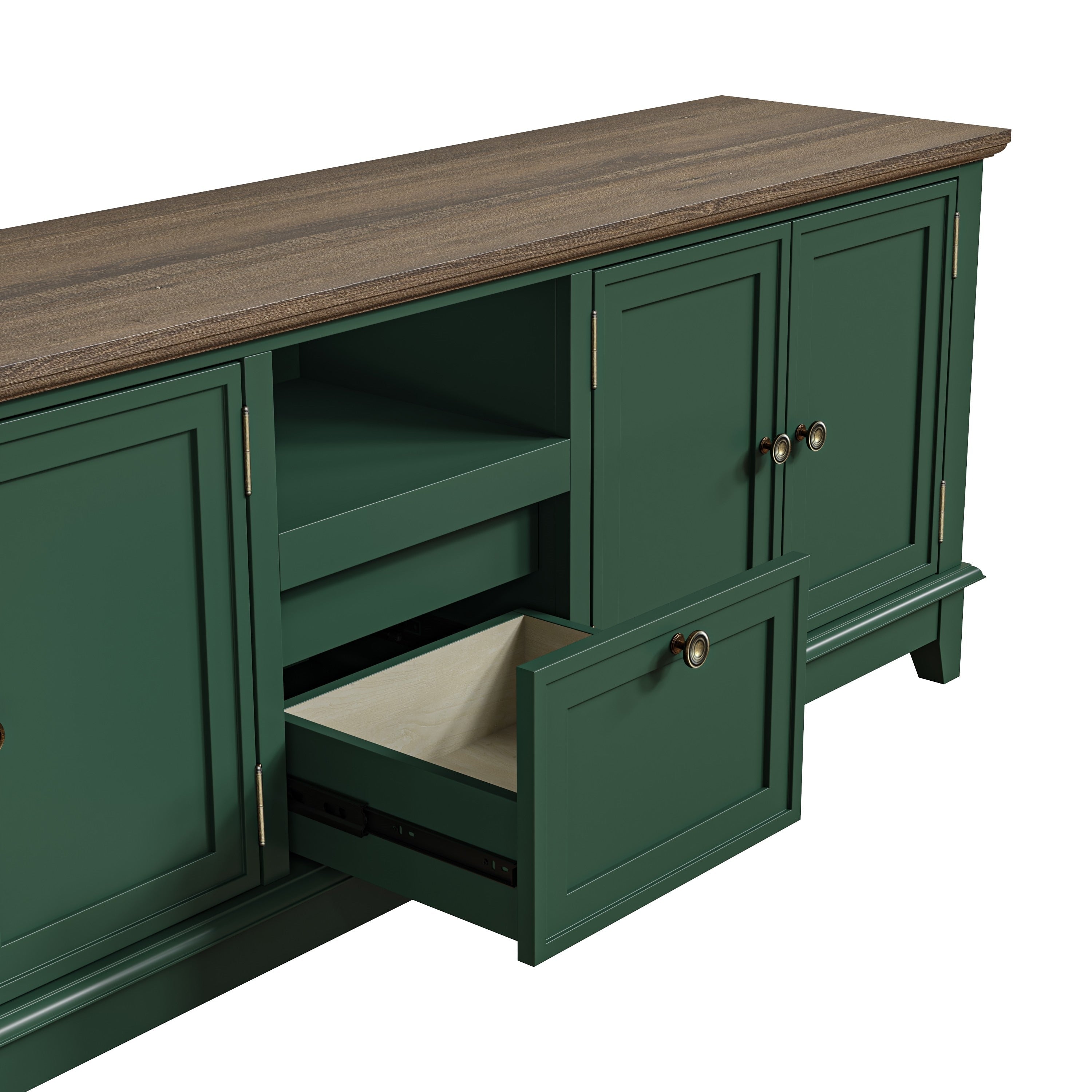 Rustic 72-Inch TV Stand with Adjustable Shelves, Hidden Storage - 72 in Width