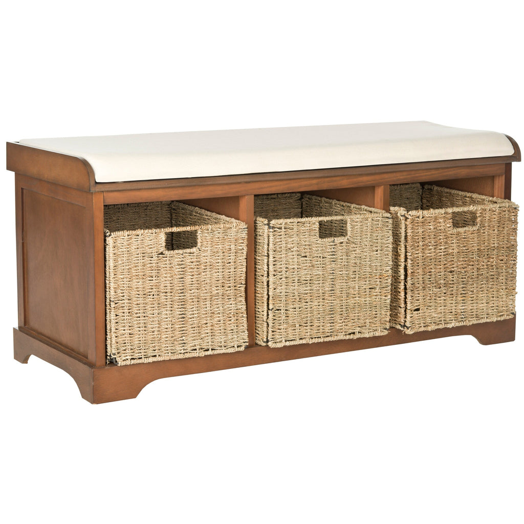 SAFAVIEH Eola Grey/ White Storage Bench - 47 x 16.1 x 19.9 - 47Wx16Dx20H