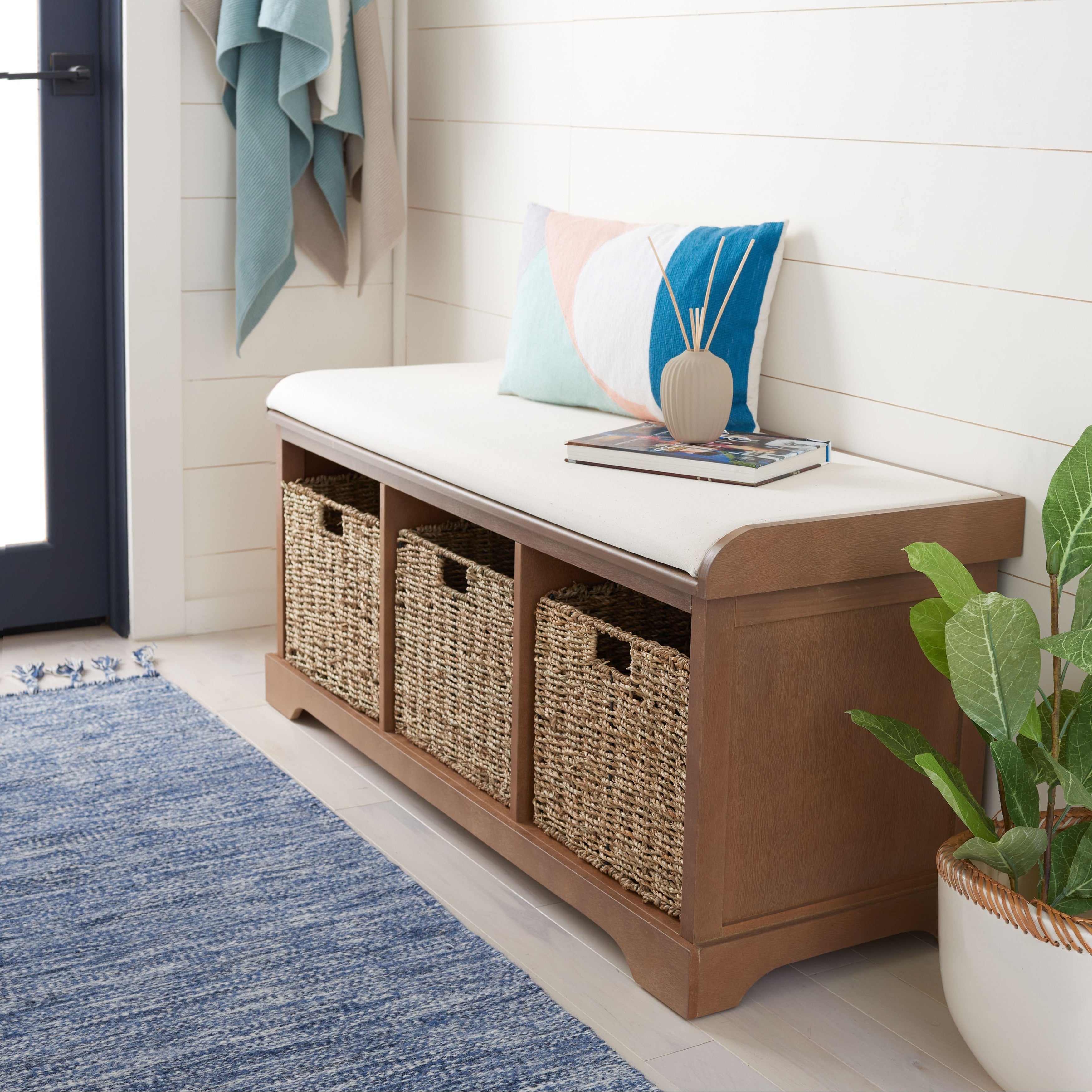SAFAVIEH Eola Grey/ White Storage Bench - 47 x 16.1 x 19.9 - 47Wx16Dx20H