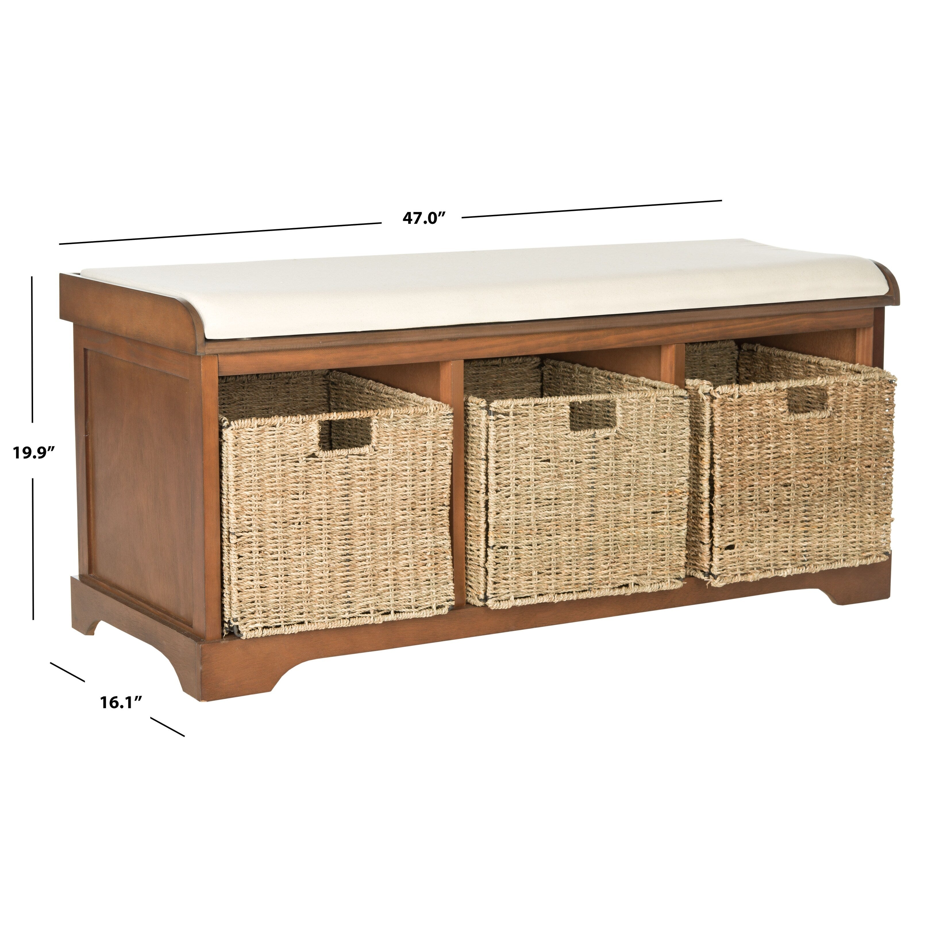 SAFAVIEH Eola Grey/ White Storage Bench - 47 x 16.1 x 19.9 - 47Wx16Dx20H