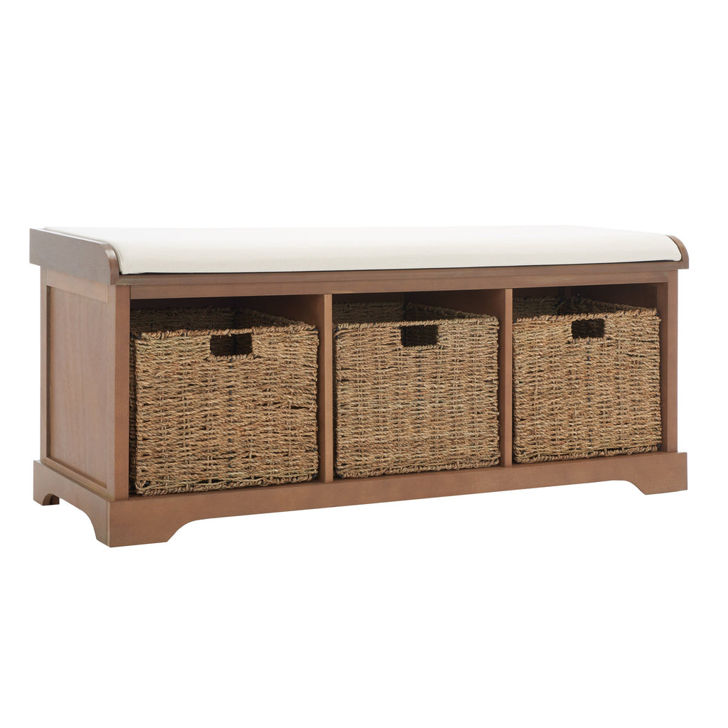 SAFAVIEH Eola Grey/ White Storage Bench - 47 x 16.1 x 19.9 - 47Wx16Dx20H