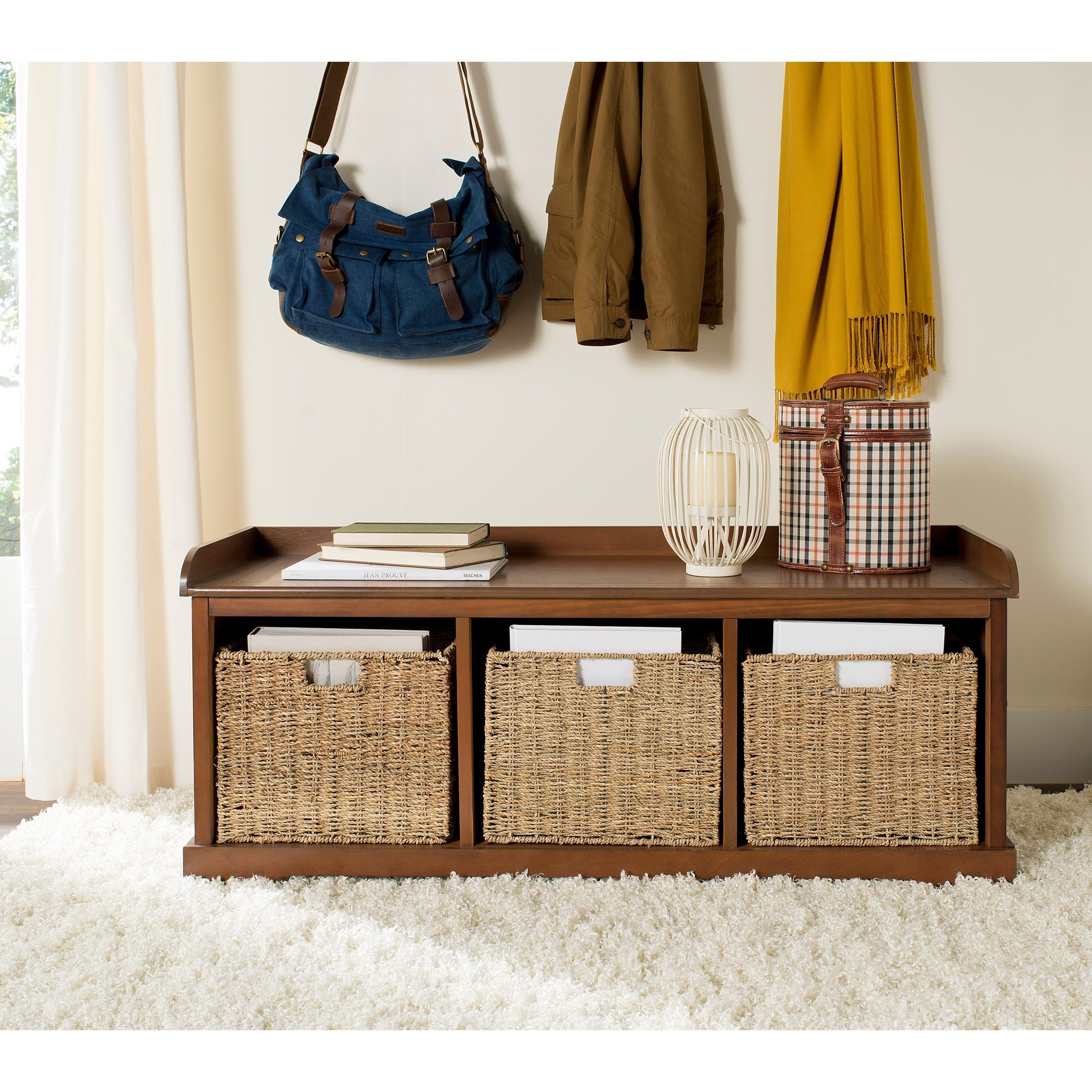 SAFAVIEH Eola Grey/ White Storage Bench - 47 x 16.1 x 19.9 - 47Wx16Dx20H