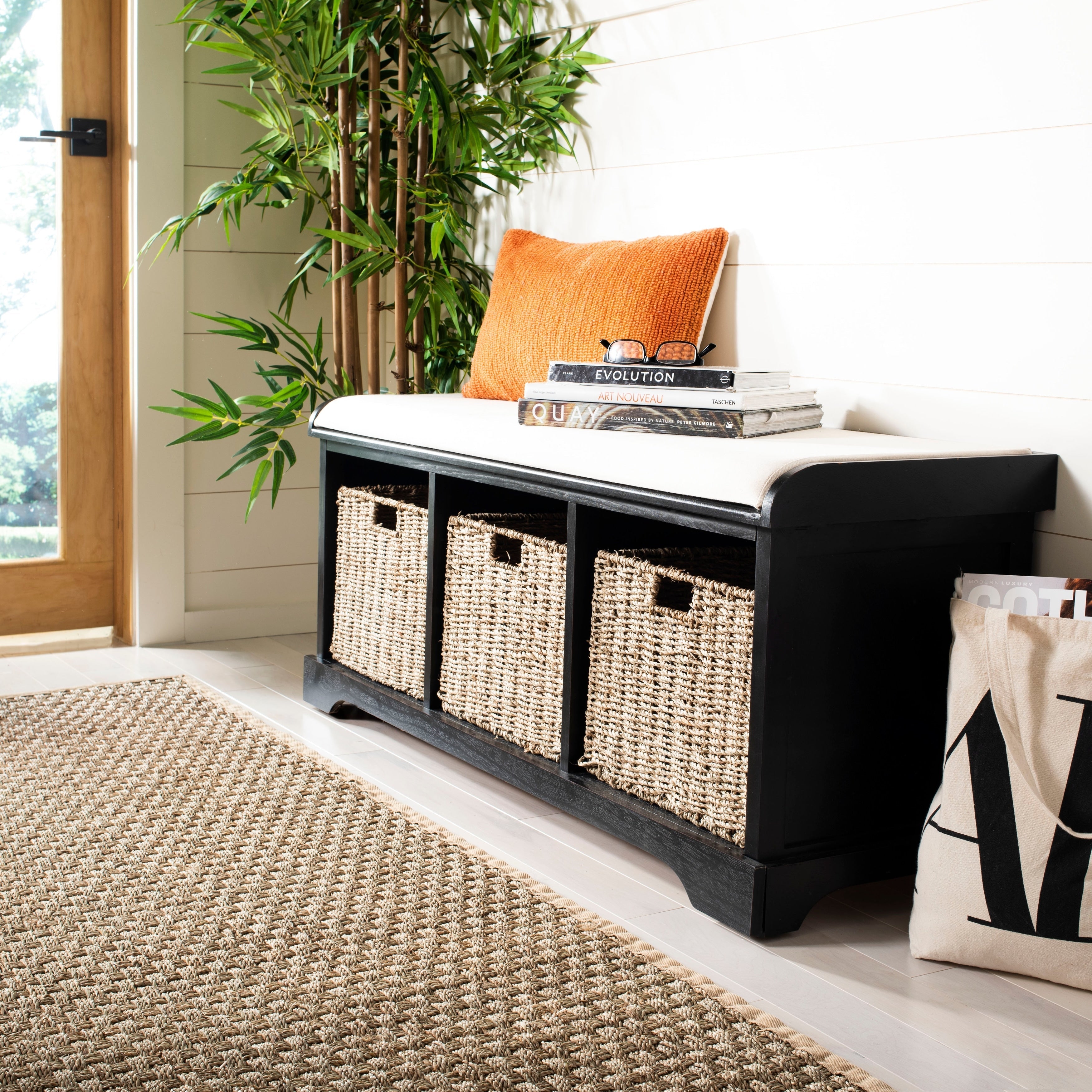 SAFAVIEH Eola Grey/ White Storage Bench - 47 x 16.1 x 19.9 - 47Wx16Dx20H