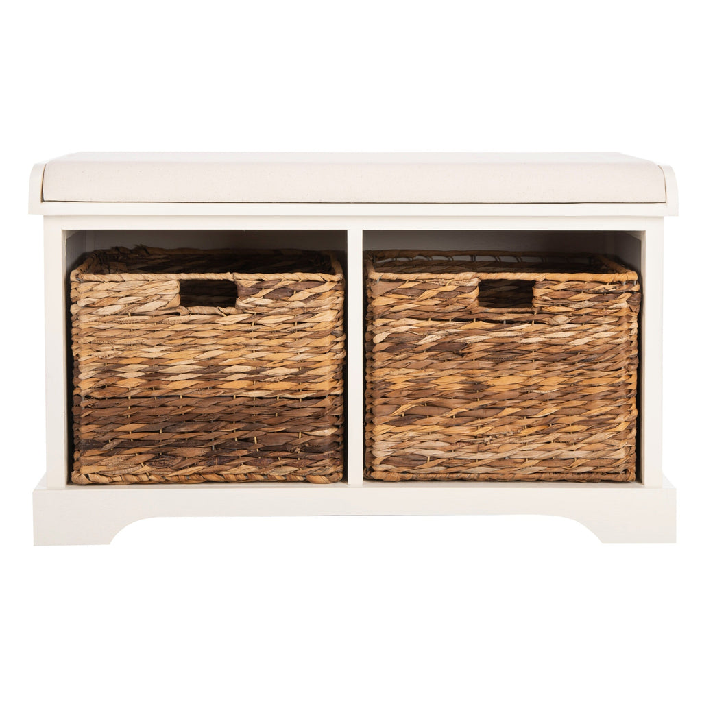 SAFAVIEH Euphemia Brown Woven Storage Basket Bench - 33.5 x 16.1 x 19.9 - 34Wx16Dx20H