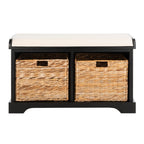 SAFAVIEH Euphemia Brown Woven Storage Basket Bench - 33.5 x 16.1 x 19.9 - 34Wx16Dx20H