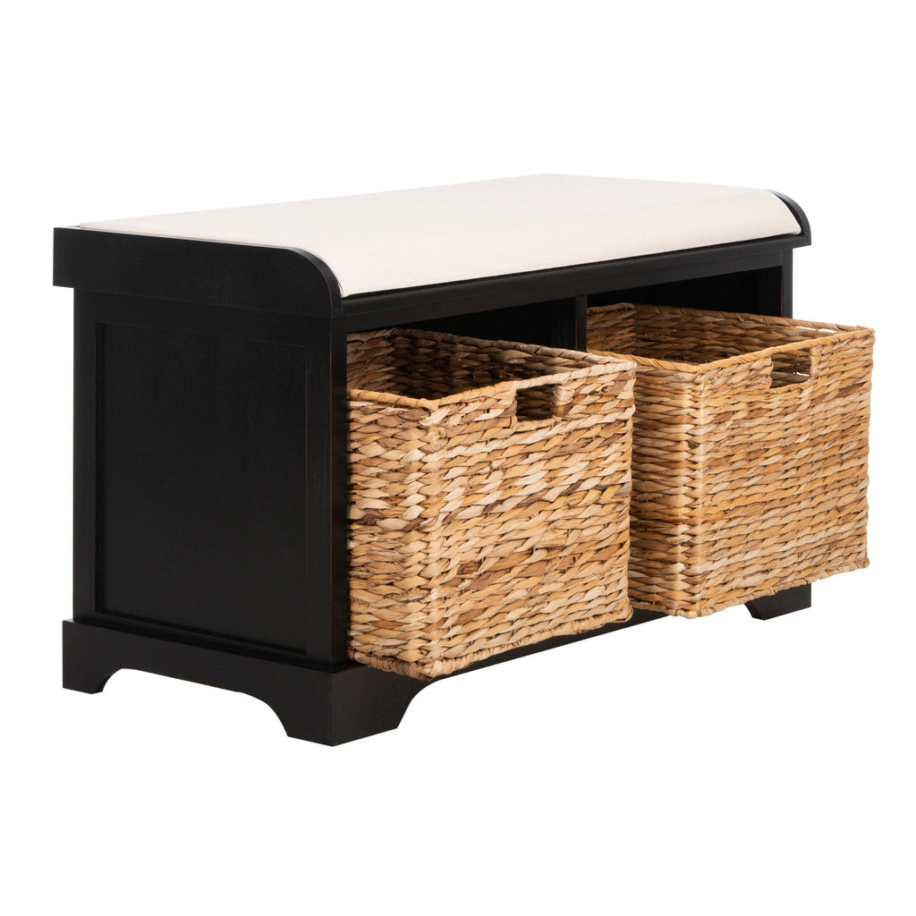 SAFAVIEH Euphemia Brown Woven Storage Basket Bench - 33.5 x 16.1 x 19.9 - 34Wx16Dx20H