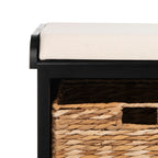SAFAVIEH Euphemia Brown Woven Storage Basket Bench - 33.5 x 16.1 x 19.9 - 34Wx16Dx20H