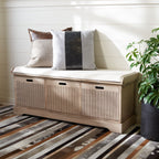 SAFAVIEH Fiorello 3-Drawer with Cushion Storage Bench - 47.3 W x 15 L x 19 H - 47Wx15Dx19H