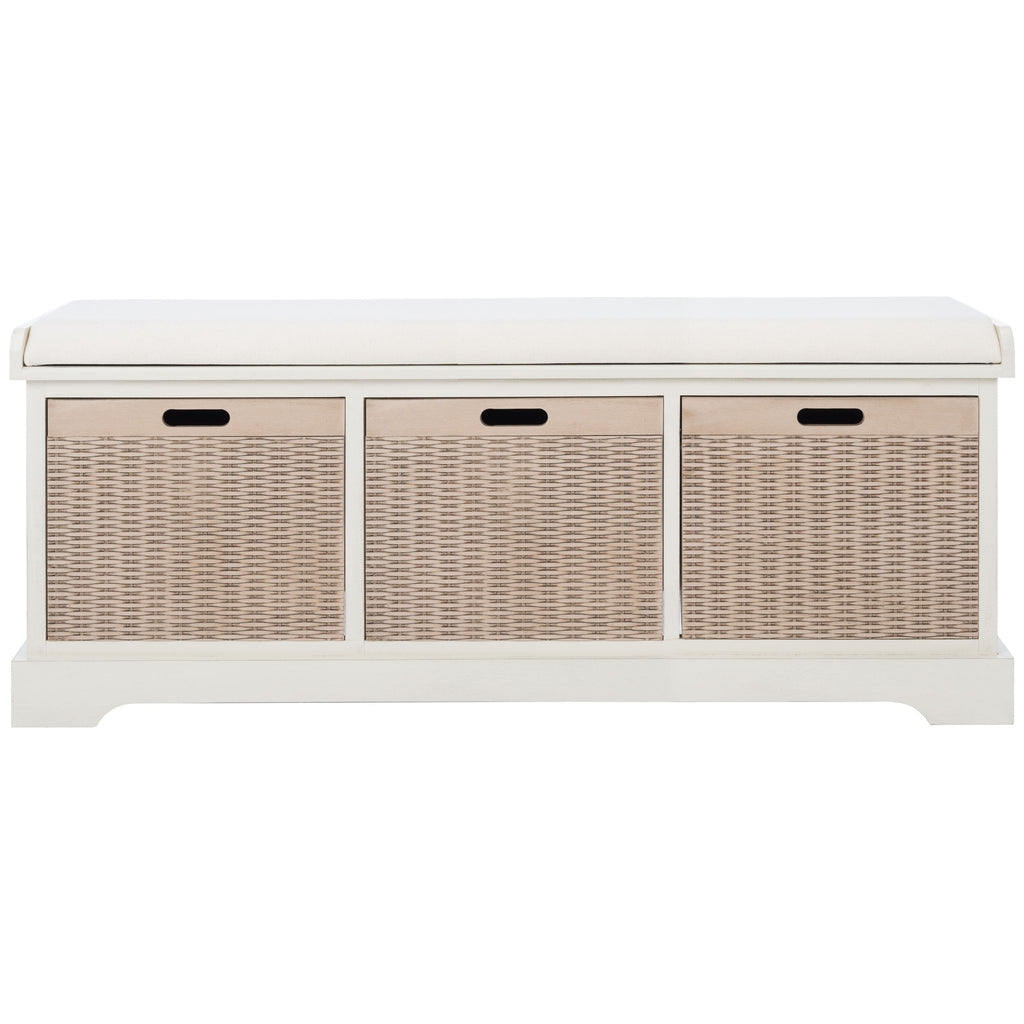 SAFAVIEH Fiorello 3-Drawer with Cushion Storage Bench - 47.3 W x 15 L x 19 H - 47Wx15Dx19H