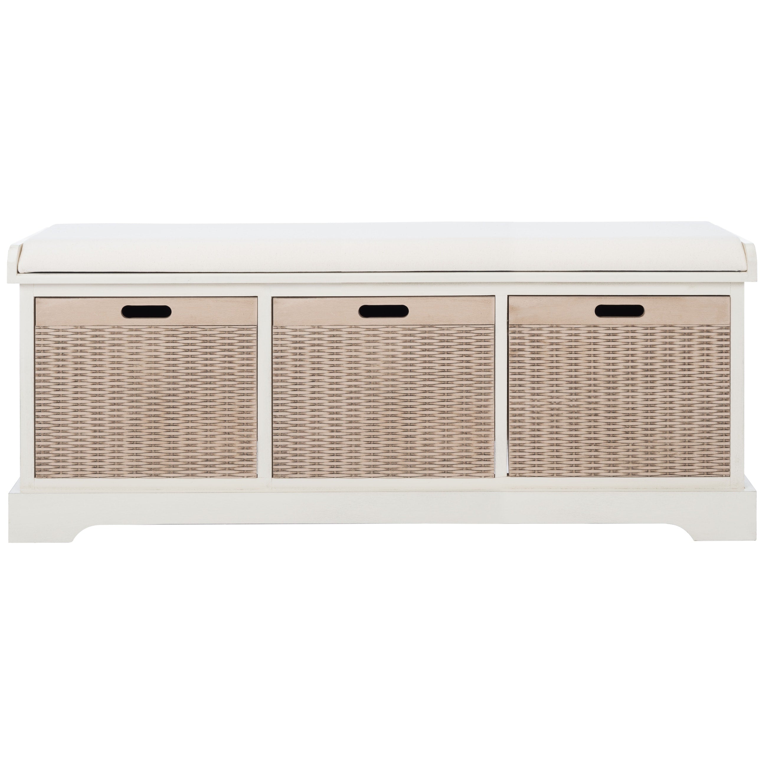 SAFAVIEH Fiorello 3-Drawer with Cushion Storage Bench - 47.3 W x 15 L x 19 H - 47Wx15Dx19H