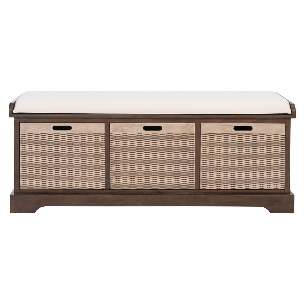 SAFAVIEH Fiorello 3-Drawer with Cushion Storage Bench - 47.3 W x 15 L x 19 H - 47Wx15Dx19H