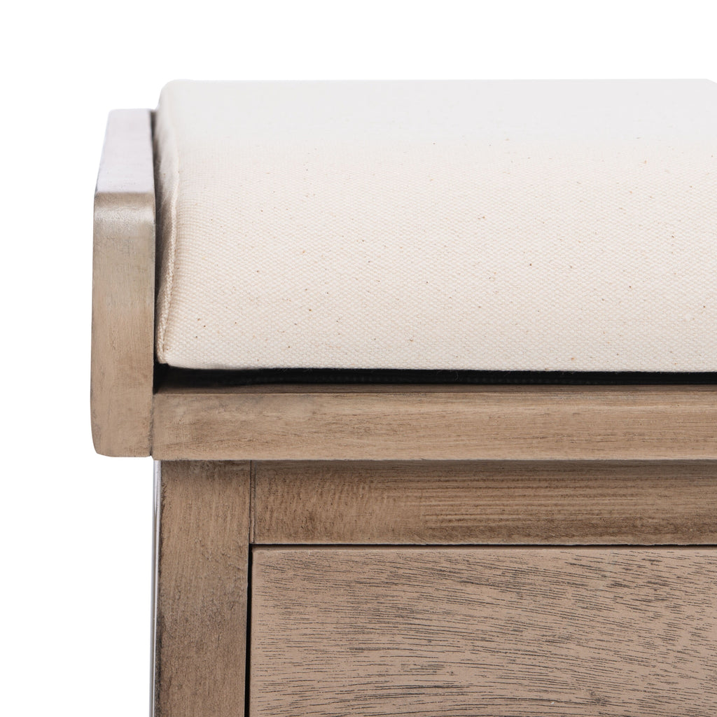 SAFAVIEH Fiorello 3-Drawer with Cushion Storage Bench - 47.3 W x 15 L x 19 H - 47Wx15Dx19H