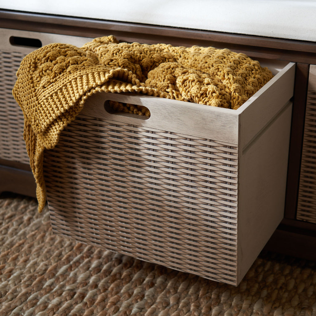 SAFAVIEH Fiorello 3-Drawer with Cushion Storage Bench - 47.3 W x 15 L x 19 H - 47Wx15Dx19H