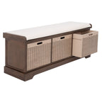 SAFAVIEH Fiorello 3-Drawer with Cushion Storage Bench - 47.3 W x 15 L x 19 H - 47Wx15Dx19H