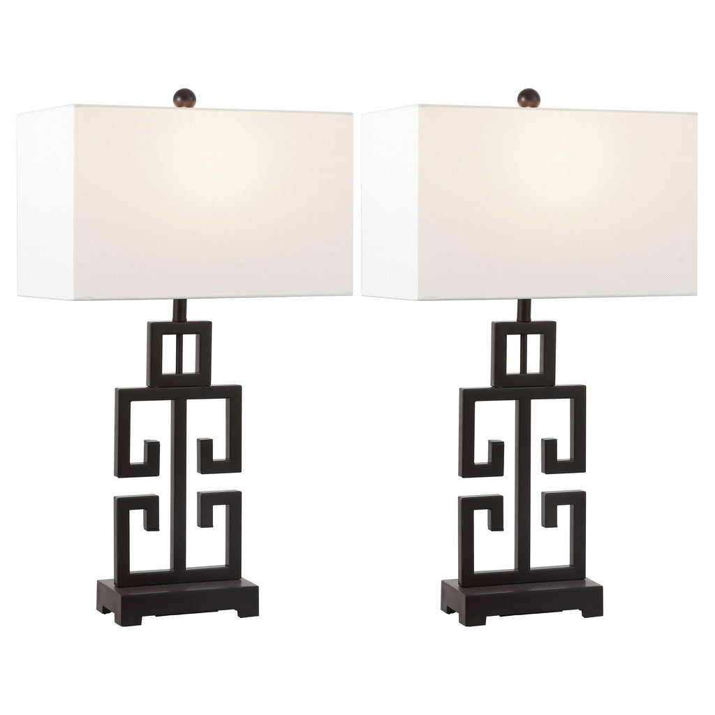 SAFAVIEH Lighting Chantelle Greek Antiqued Gold 29-inch Table Lamp (Set of 2) - 16W x 9D x 29H
