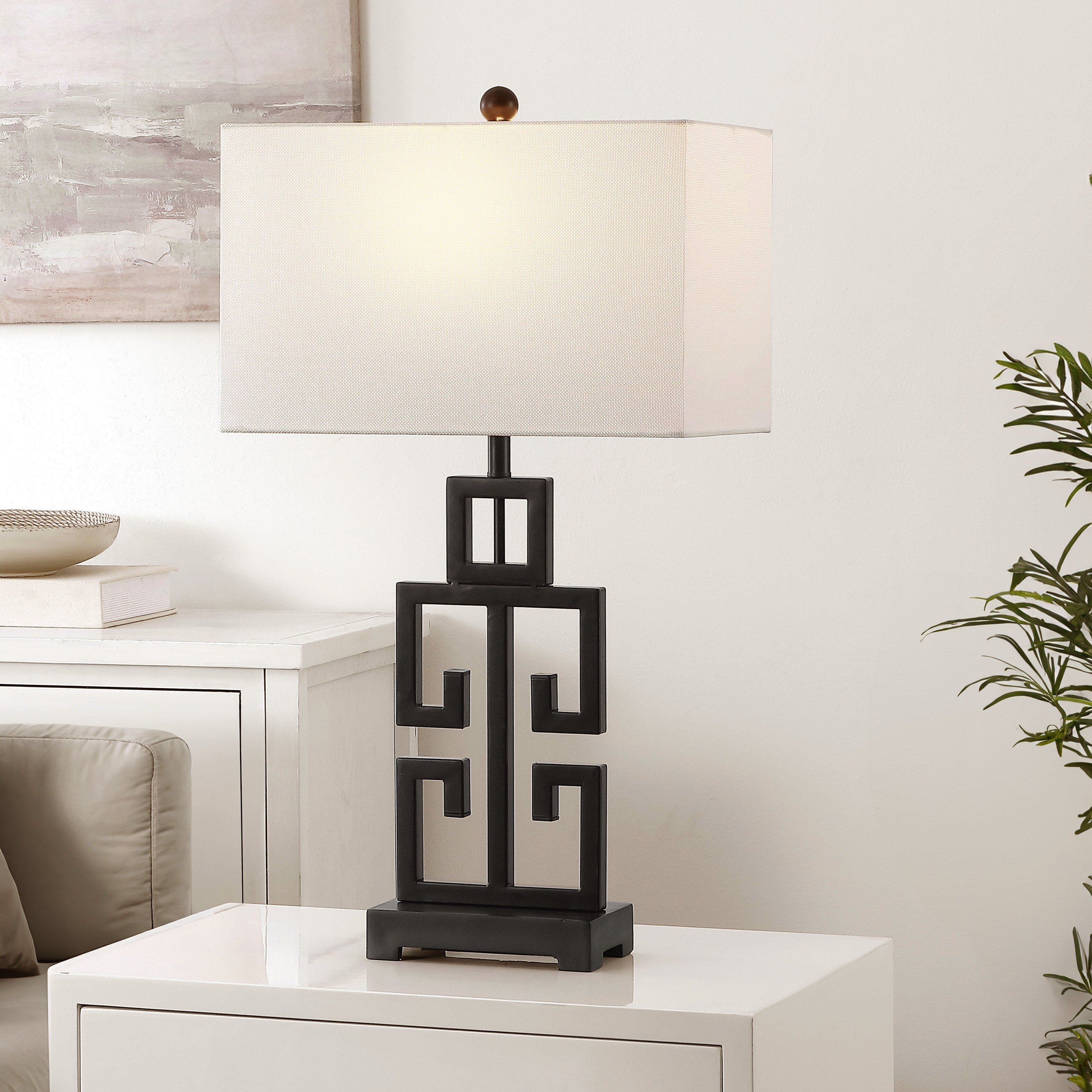 SAFAVIEH Lighting Chantelle Greek Antiqued Gold 29-inch Table Lamp (Set of 2) - 16W x 9D x 29H