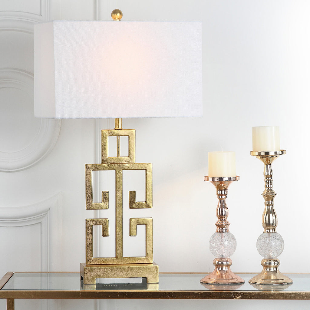 SAFAVIEH Lighting Chantelle Greek Antiqued Gold 29-inch Table Lamp (Set of 2) - 16W x 9D x 29H